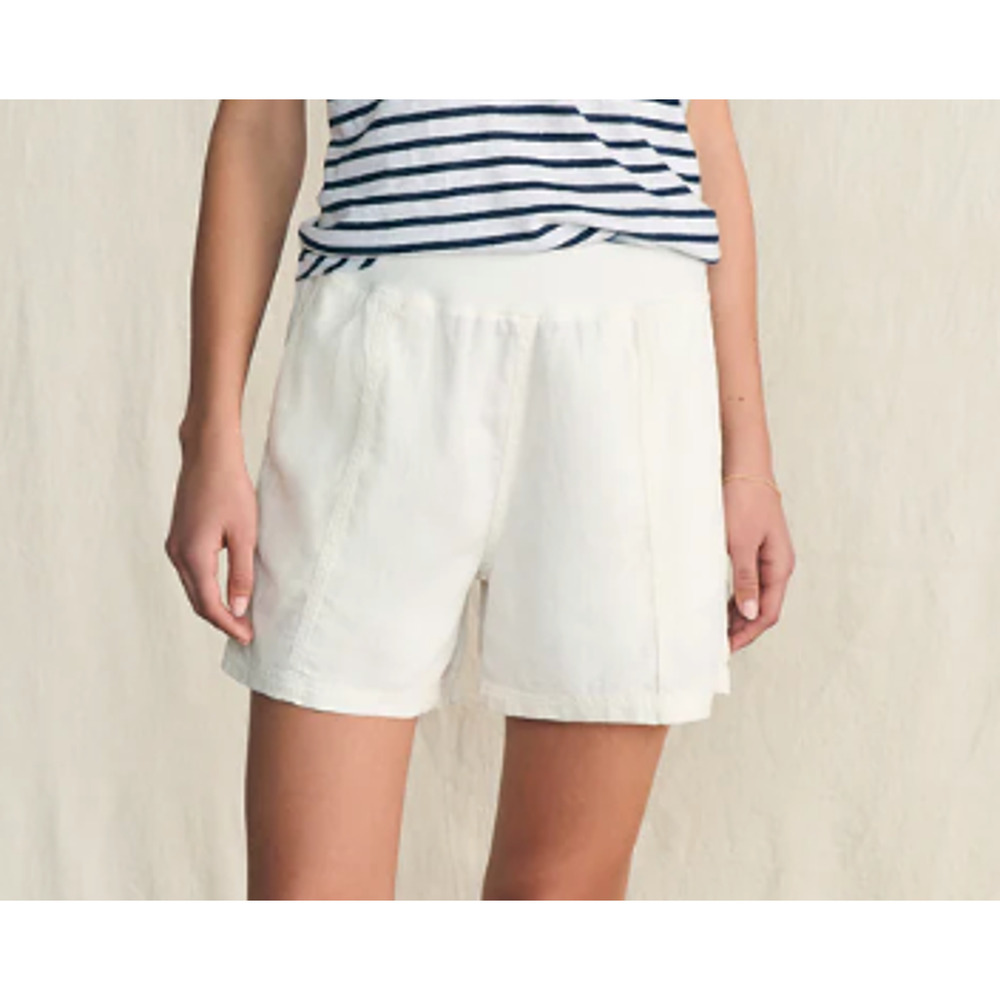 NWT Faherty Women's Arlie Day Short Linen Casual Pull On Solid White Size M